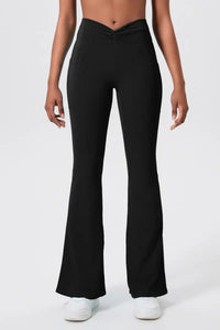 Dopamine Women’s Crisscross Flared Pants Black front view