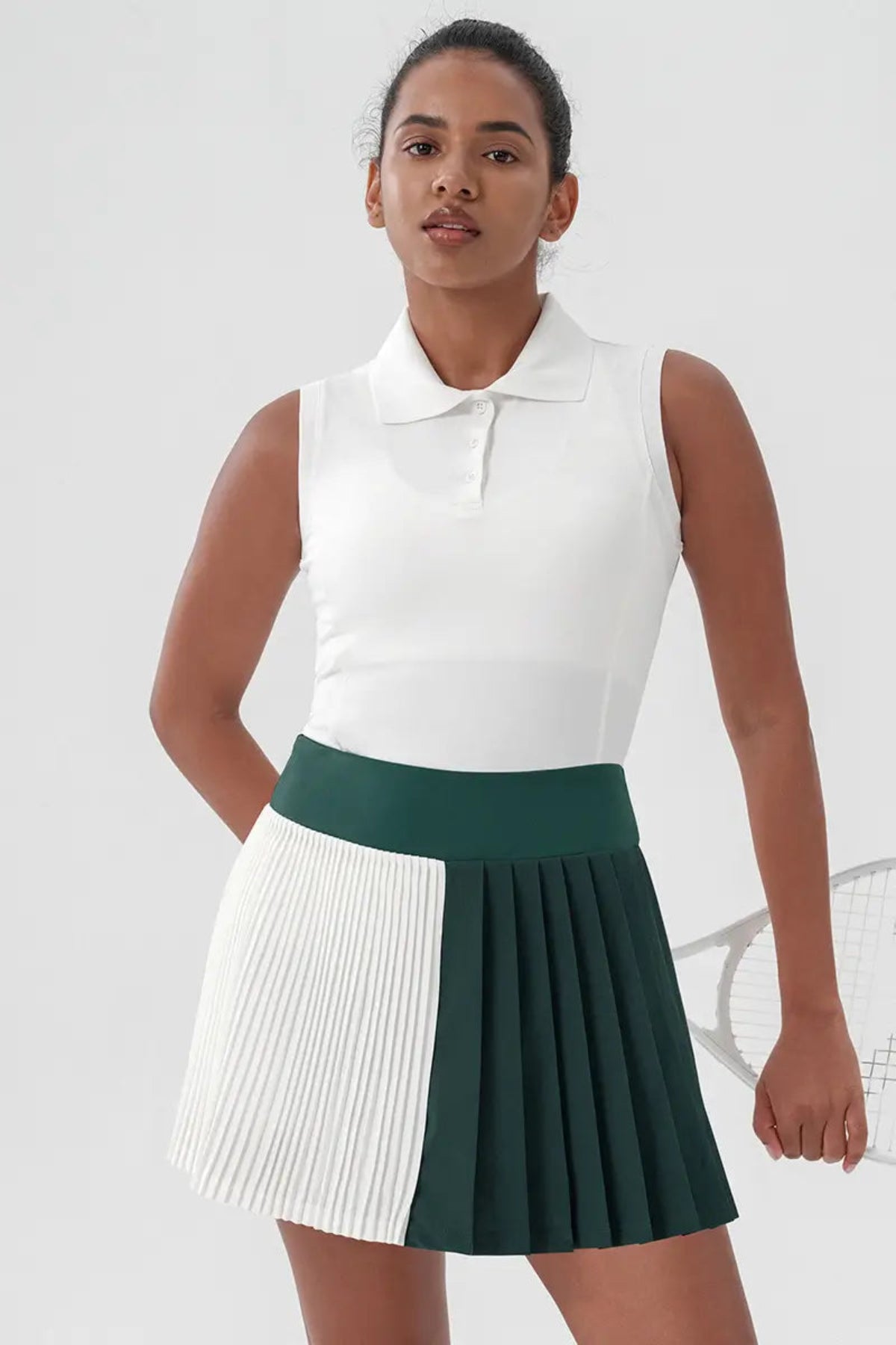 Sleeveless Golf & Tennis Polo shirt Women's White front view