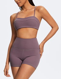 Extured Black Sports Bra Top Pale Lilac front view
