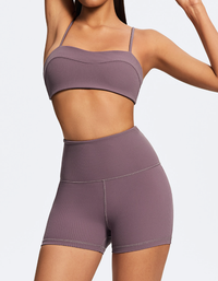Extured Black Sports Bra Top Pale Lilac close-up from the front