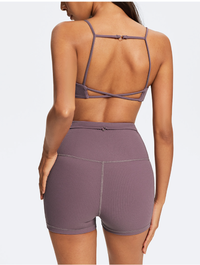 Extured Black Sports Bra Top Pale Lilac back view