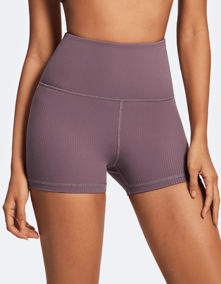 Lilac Ribbed Slim-Fit Gym Shorts Pale Lilac close-up from the front