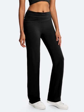 Women's Loose-Fit Casual Pants - Comfortable for Daily Wear Black close-up on the right front