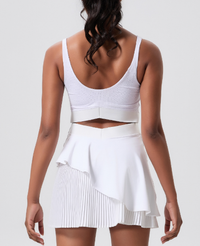 Women's Hollow Back Tennis Dress White close-up from the back