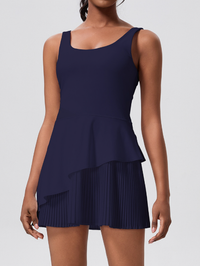 Women's Hollow Back Tennis Dress Black front view