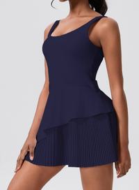 Women's Hollow Back Tennis Dress Black left side view
