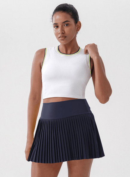 Women's Tennis Pleated Skirt - High-Waisted Athletic Wear Black front view