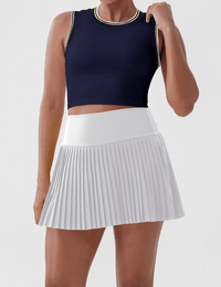 Women's Tennis Pleated Skirt - High-Waisted Athletic Wear White front view