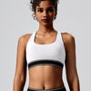 Color-Block Open Back Sports Bra – Retro Style with a Cool Open Back