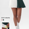 Falda de tenis para mujer de doble capa con bolsillos y diseño en bloques de color