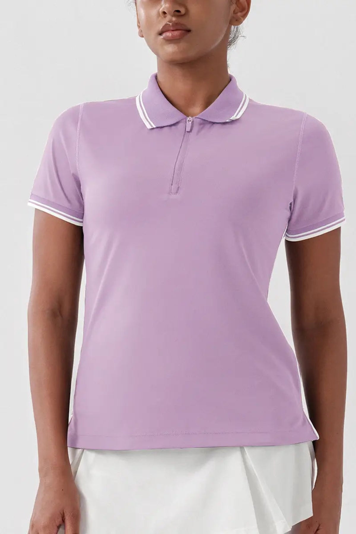 Women's Quick-Dry Tennis Polo Shirt Pale Lilac front view