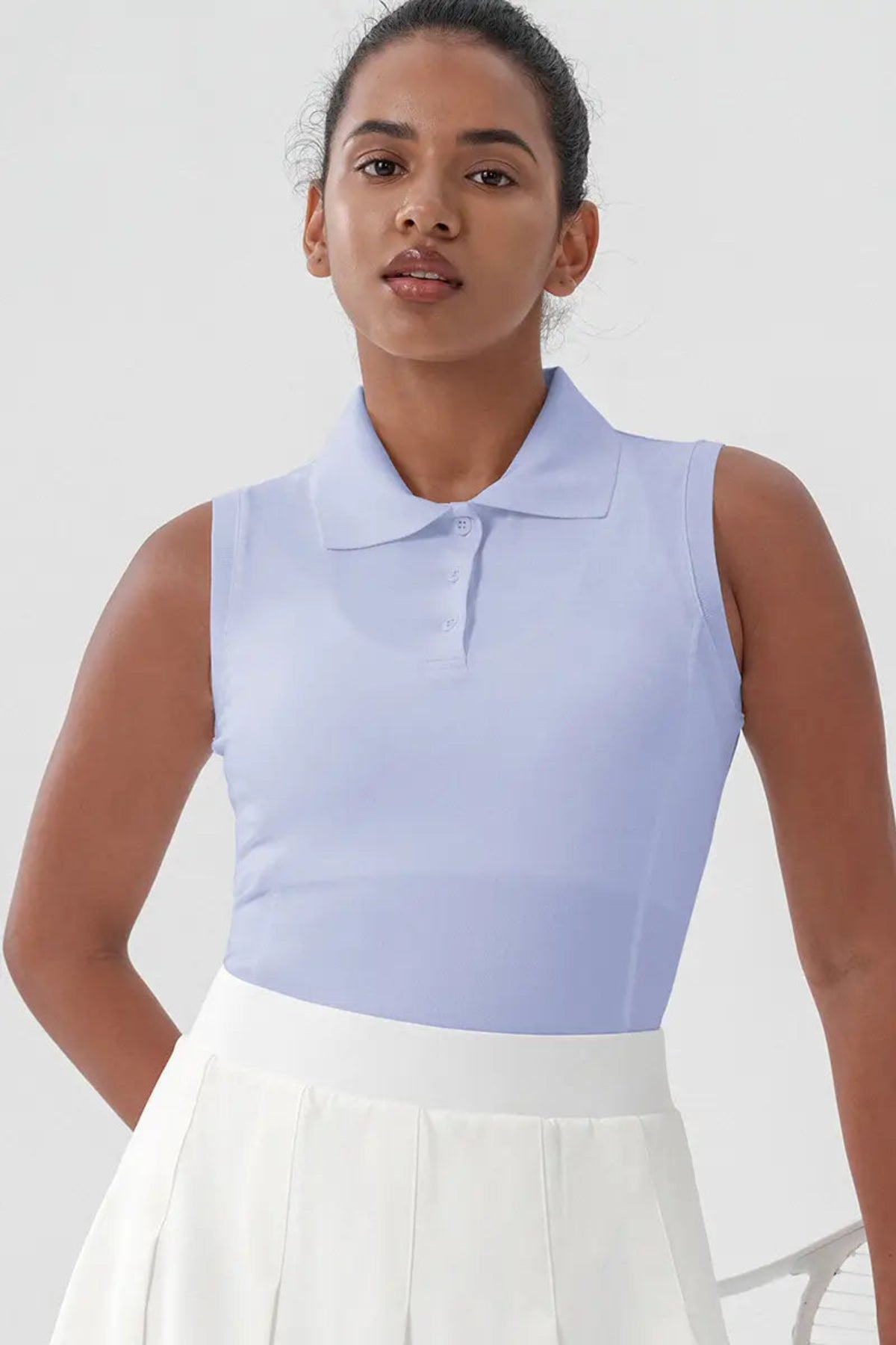 Sleeveless Golf & Tennis Polo shirt Women's Ethereal Blue front view