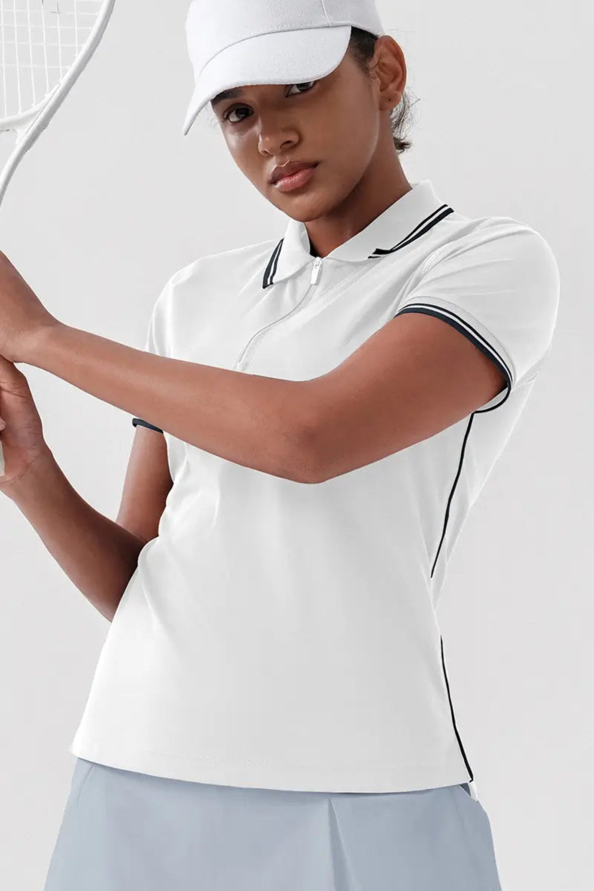 Women's Quick-Dry Tennis Polo Shirt White front view