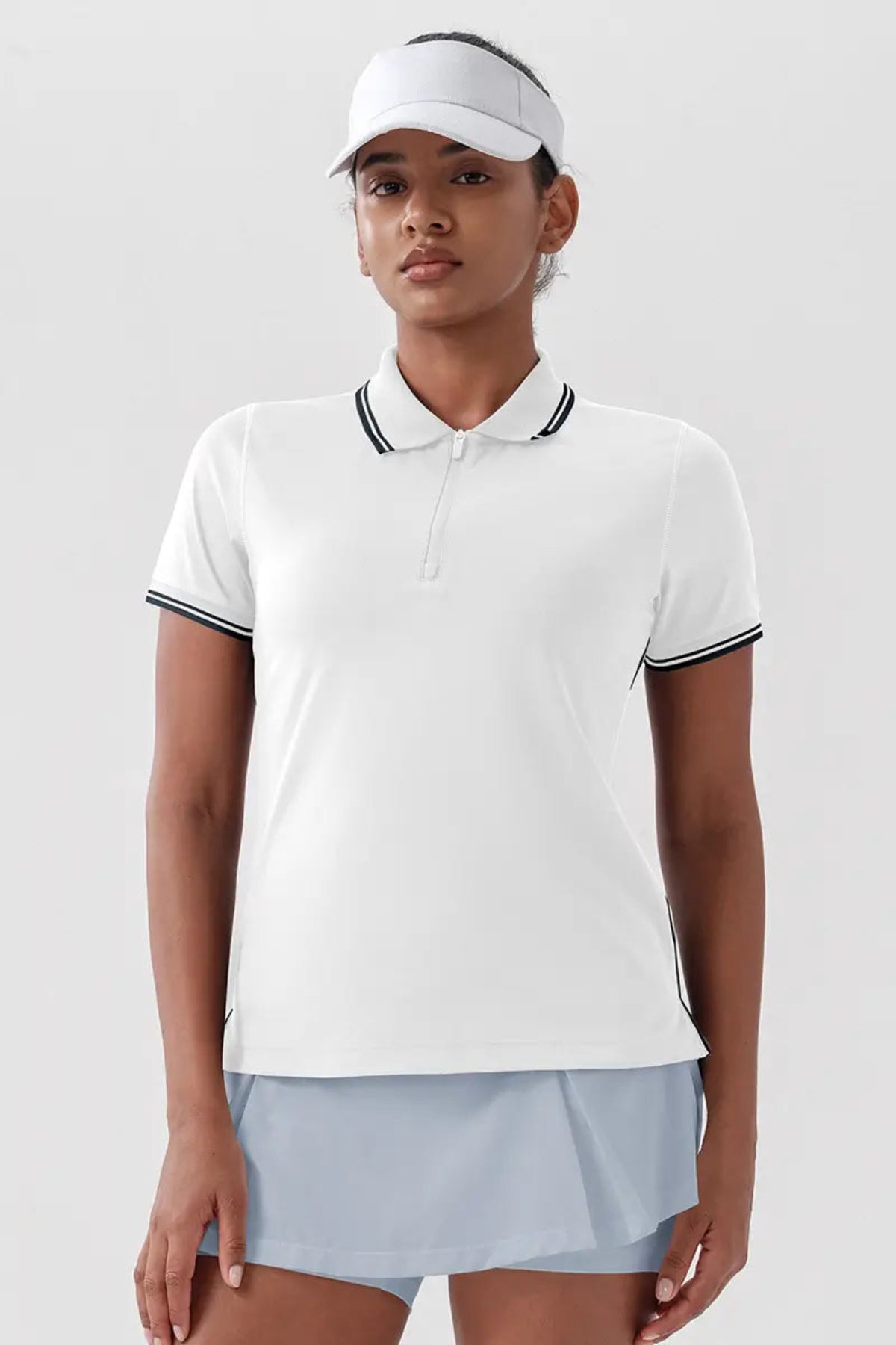 Women's Quick-Dry Tennis Polo Shirt White close-up from the front