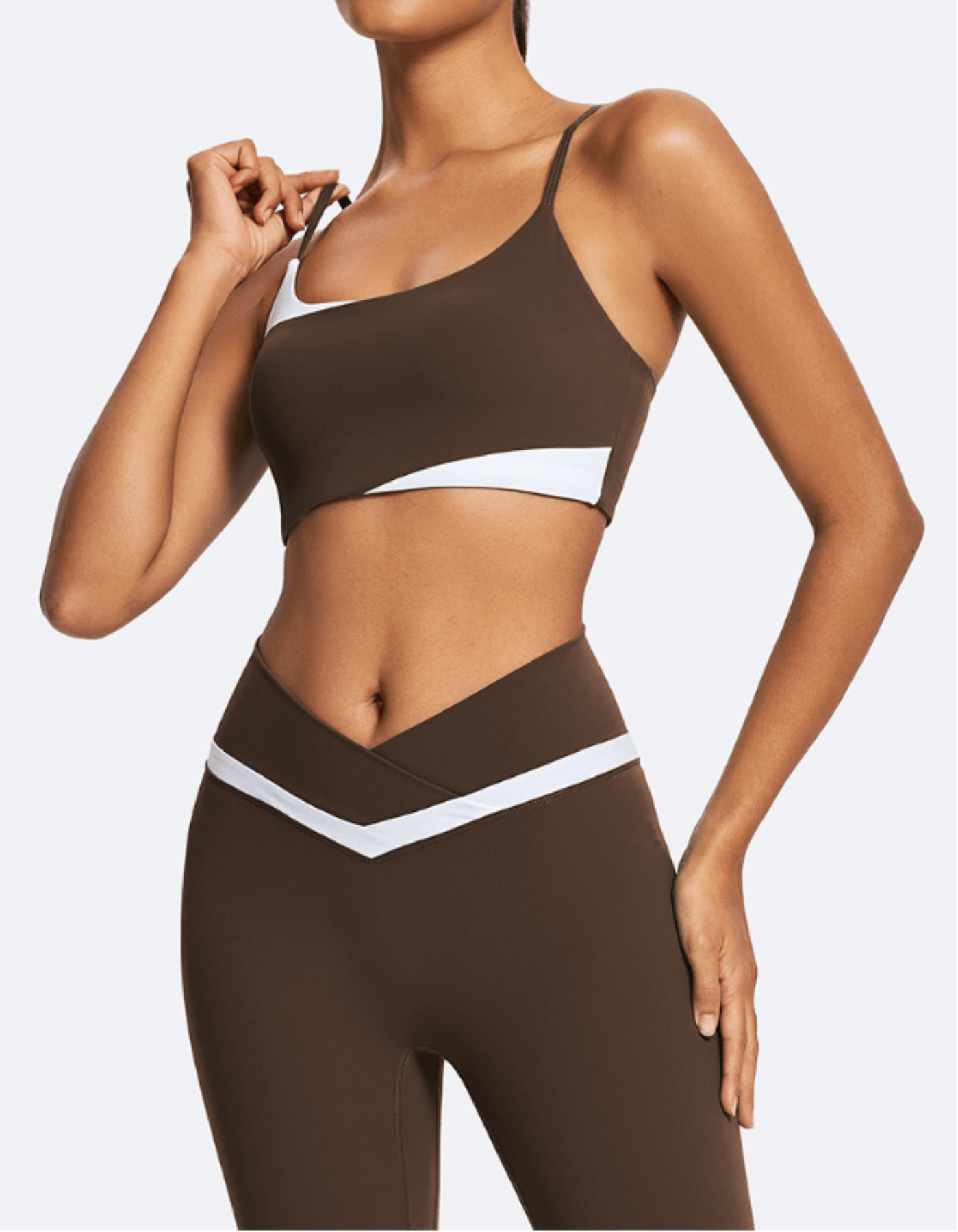 Outdoor Sports Slim-Fit Yoga Wear Brown waist close-up