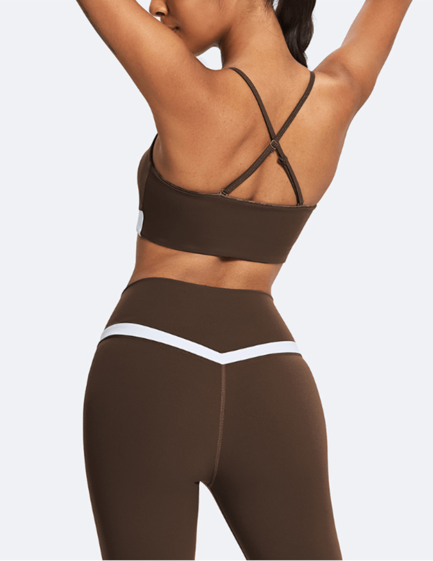 Outdoor Sports Slim-Fit Yoga Wear Brown waist close-up from the back