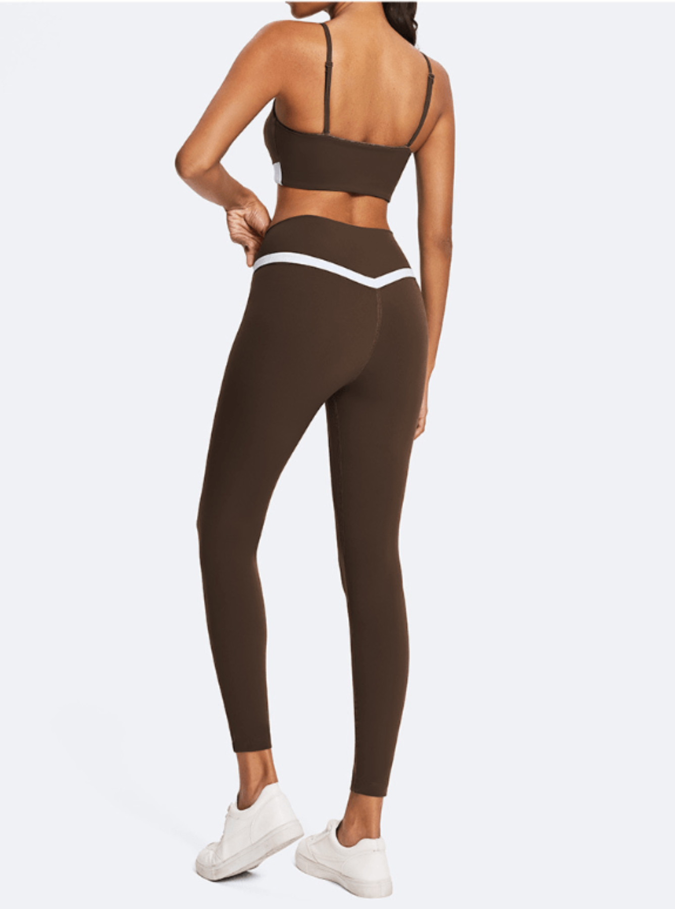 Outdoor Sports Slim-Fit Yoga Wear Brown Back Full body outfit display