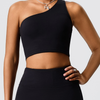 One-Shoulder Sports Bra with Crisscross Back